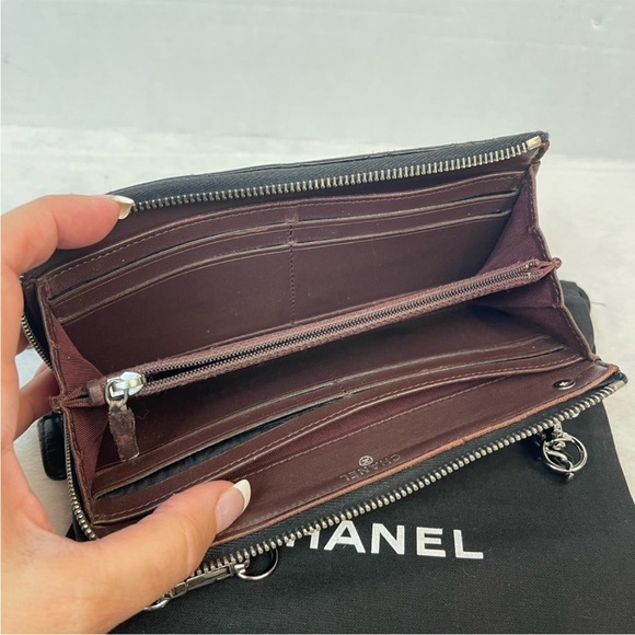 CHANEL CC LAMBSKIN ZIP WALLET ON A CHAIN CONVERSION w/COA - Picture 5 of 11